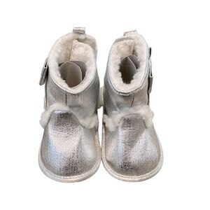 ABG Baby | Infant Girls Silver Faux Fur Ankle Boots | Size 9-12 Mos.| NWOT NEW